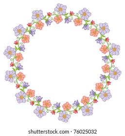round frame with flowers