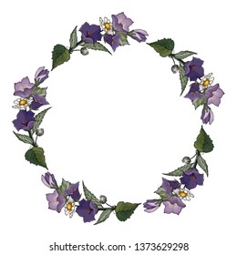 Round frame with flowers bells.