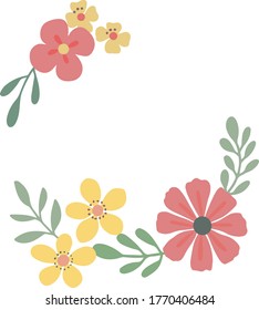 Round frame of flowers for decoration of invitations, cards, summer menu, textile