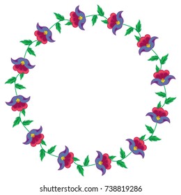 Round frame with flowers. Design element for banners, labels, prints, posters, web, presentation, invitations, weddings, greeting cards, albums.Vector clip art.