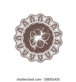 Round frame with flowers, ornament. Elegant vector illustration