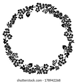 Round frame of flowers, Vector illustration. 