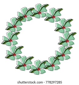 round frame  with flowers  vector illustration