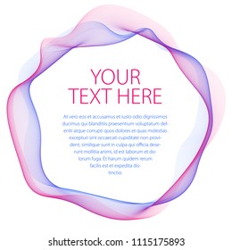 Round frame of flowing smoke. Vector abstract artistic beautiful background with copy space for text. Isolated over white background.