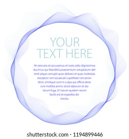Round frame of flowing smoke. Vector abstract artistic beautiful background with copy space for text. Isolated over white background.