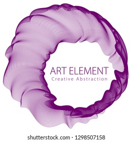 Round frame of flowing smoke. Vector abstract artistic beautiful background with copy space for text. Isolated over white background.