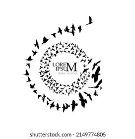 Round frame of flying birds. Vector illustration
