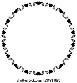 Round frame with flying hearts