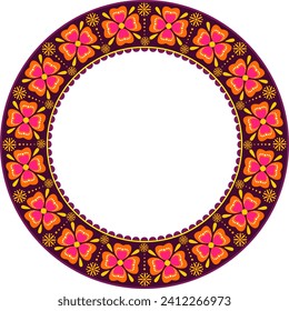 Round frame with folcloric floral pattern