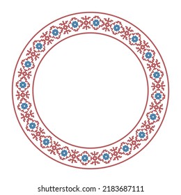 Round frame with folk embroidery