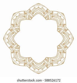 Round frame with folk pattern. Border for decoration postcards, logos, banners, clearance of goods and promotional products.