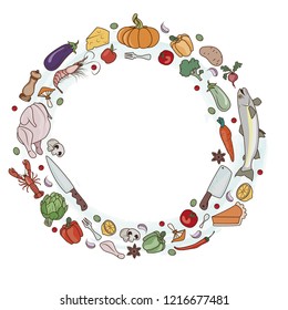 round frame with food