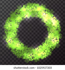 Round frame with fourleaf clover. St.Patrick s Day. Vector element for covers, frames, postcards and your design