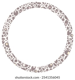 Round frame with with freehand doodles. Background for trendy design with basic shapes.