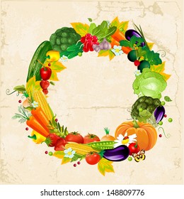 Round Frame With Fresh Vegetables For Your Design