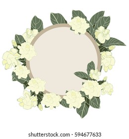 Round frame with gardenia flower 