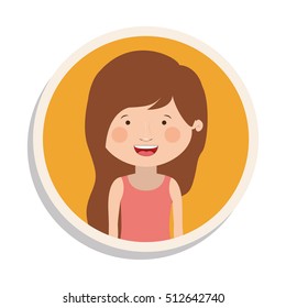 round frame and girl smiling with long hair