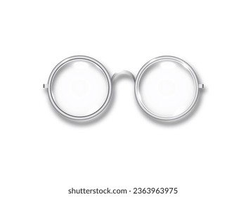 Round frame Glasses Icon Transparent Sunglasses accessory. Optics lens vintage trendy Glasses. Vector