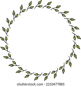 Marco redondo con gloriosas ramas verdes sobre fondo blanco. Imagen vectorial.