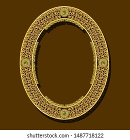 round frame gold color with shadow on brown background