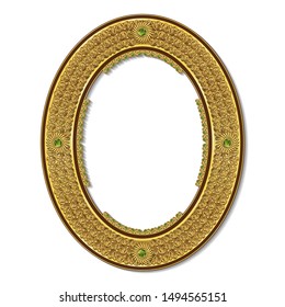 round frame gold color with shadow on white background