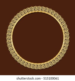 round frame gold color with shadow on brown background