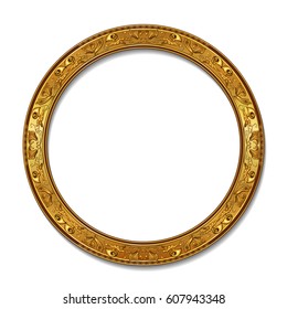 round frame gold color with shadow on white background