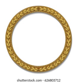 round frame gold color with shadow on white background