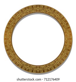 round frame gold color with shadow on white background