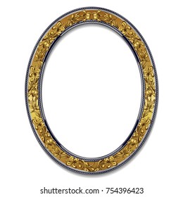 round frame gold color with shadow on white background