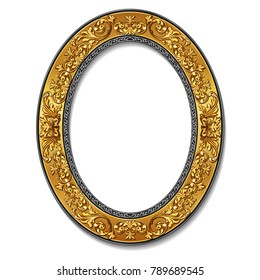 round frame gold color with shadow on white background