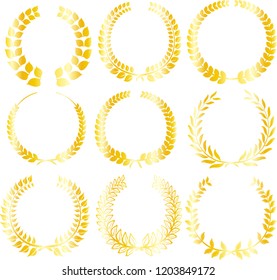 Round frame of gold laurel set