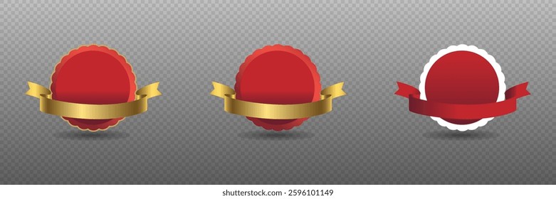 Round frame gold and red ribbon.
