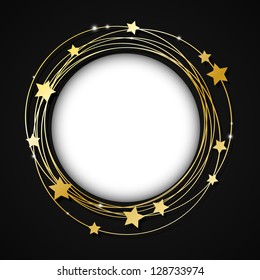 Round frame with golden stars