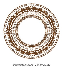 Round frame with graphic dirty effect. Stylized decorative element for your project. Version No. 2. Vector illustration