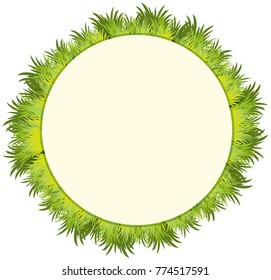 Round frame with green grass illustration