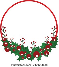Round frame with Green leaf and berry for design and decoration christmas celebration