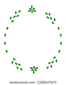 Round frame of green leaf on a white background