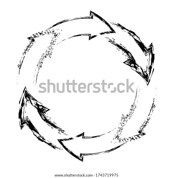 Round frame from grunge and line arrows\
with scratch and scuffs. Separation object. Vector object for\
invitations, banners, cards and your\
design.