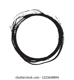 Round Frame, grunge textured hand drawn element, vector illustration isolated on white background.