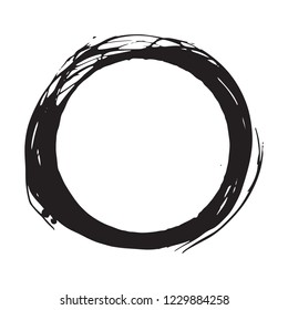 Round Frame, grunge textured hand drawn element, vector illustration isolated on white background.