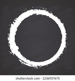 Round Frame, grunge textured hand drawn element, vector illustration on chalkboard background.