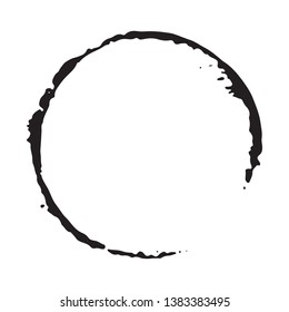 Round Frame, grunge textured hand drawn element, vector illustration isolated on white background.