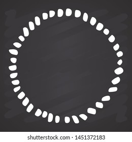 Round Frame, grunge textured hand drawn element, vector illustration on chalkboard background.