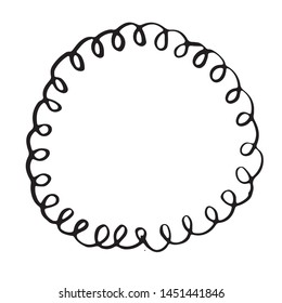 Round Frame, grunge textured hand drawn element, vector illustration isolated on white background.