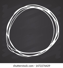 Round Frame, grunge textured hand drawn element, vector illustration on chalkboard background.
