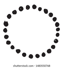 Round Frame, grunge textured hand drawn element, vector illustration isolated on white background.