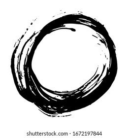 Round Frame, grunge textured hand drawn element, vector illustration isolated on white background.