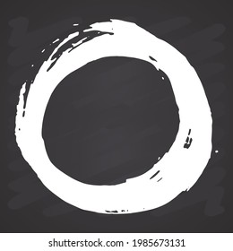 Round Frame, grunge textured hand drawn element, vector illustration on chalkboard background.