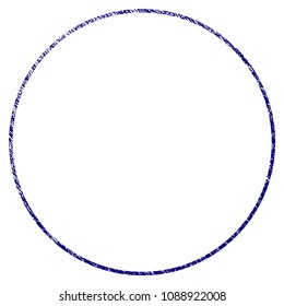 Round frame grunge textured template. Vector draft element with grainy design and dirty texture in blue color. Designed for overlay watermarks and rubber seal imitations.